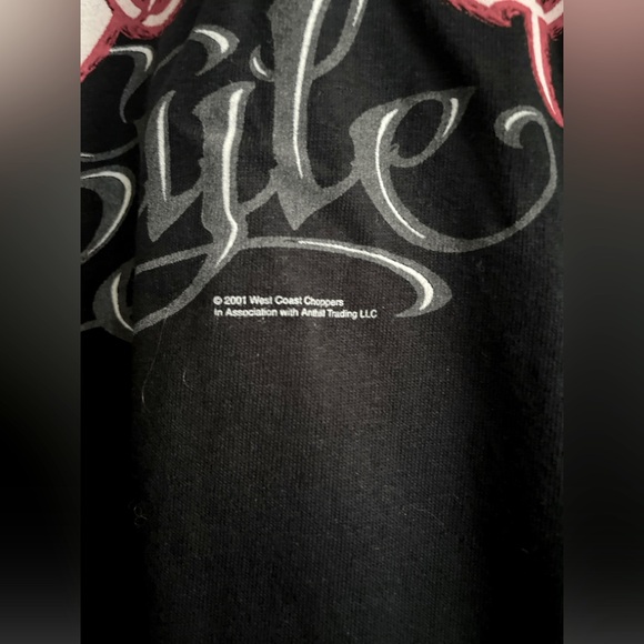 VTG LBC Style West Coast Choppers Black Red T Shirt Double Sided Graphic Y2K XL - Picture 6 of 10